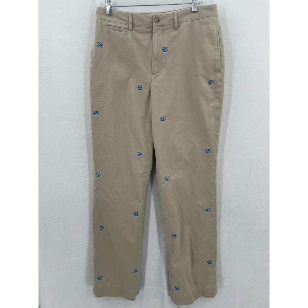 UNC Campus Chino Pants Size 34x33 Beige Blue Logo‎ University of North Carolina